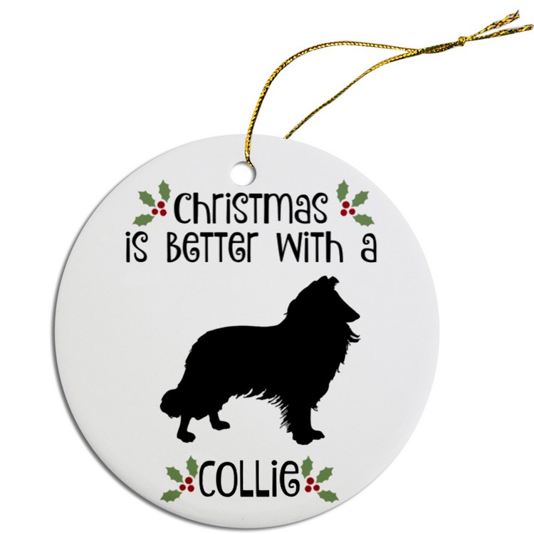 Breed Specific Round Christmas Ornament Collie